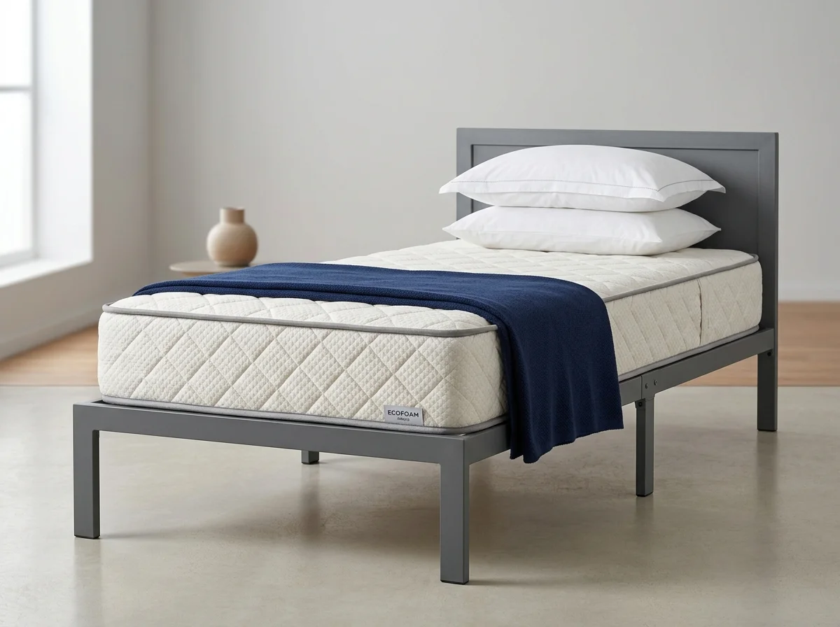Single Mattress with Quilted Cover & Pillows